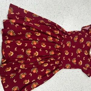 DDS Turkey Dress.  Warm fabric.  Size 5/6 ** small blemish - see pic